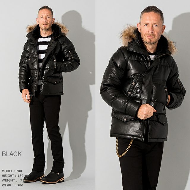 Liugoo Leathers 本革 N-3Bフライトジャケット レザーダウン メンズ