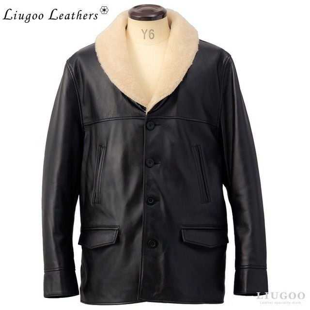 Liugoo Leathers 本革 ボアワークコート メンズ リューグーレザーズ