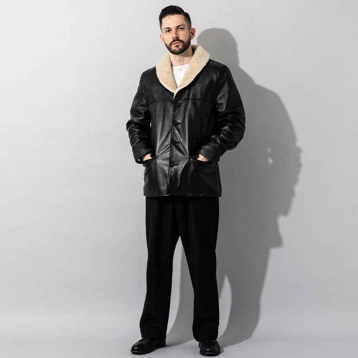 Liugoo Leathers 本革 ボアワークコート メンズ リューグーレザーズ