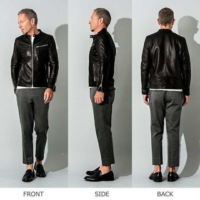 FILLMORE 本革 ディアスキンシングルライダースジャケット メンズ