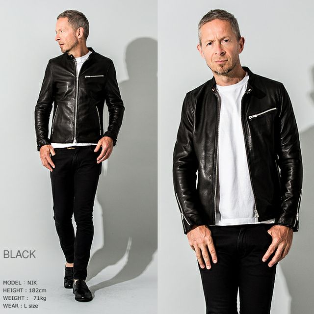 本革　黒　レザー　シングル　ライダース　ジャケット　FILLMORE フィルモア FILLMORE 本革 ディアスキンシングルライダースジャケット メンズ