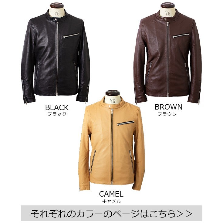 FILLMORE 本革 ディアスキンシングルライダースジャケット メンズ