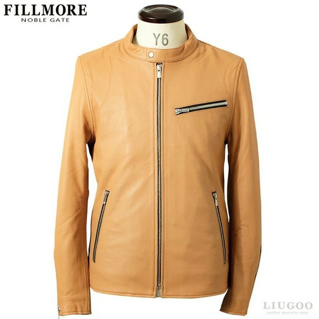 FILLMORE 本革 ディアスキンシングルライダースジャケット メンズ