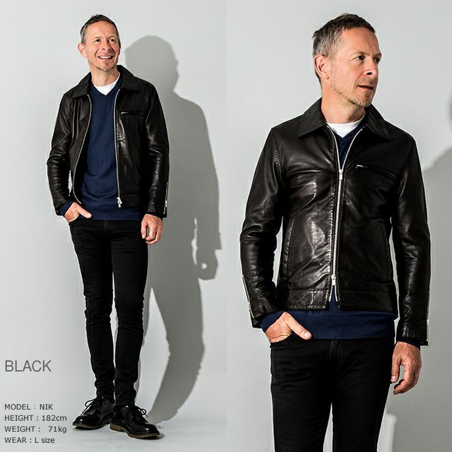 FILLMORE 本革 ディアスキンシングルライダースジャケット メンズ