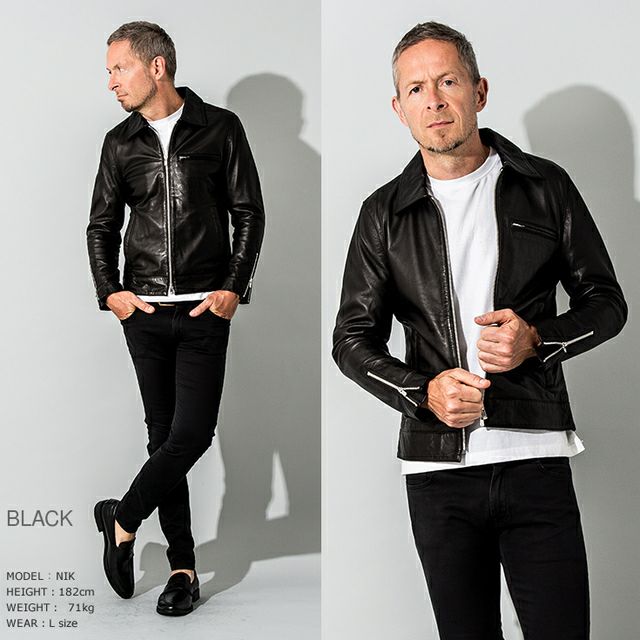 本革　黒　レザー　シングル　ライダース　ジャケット　FILLMORE フィルモア FILLMORE 本革 ディアスキンシングルライダースジャケット メンズ