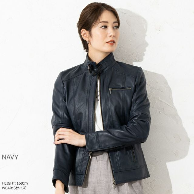 LIUGOO 本革 シングルライダースジャケット レディース リューグー