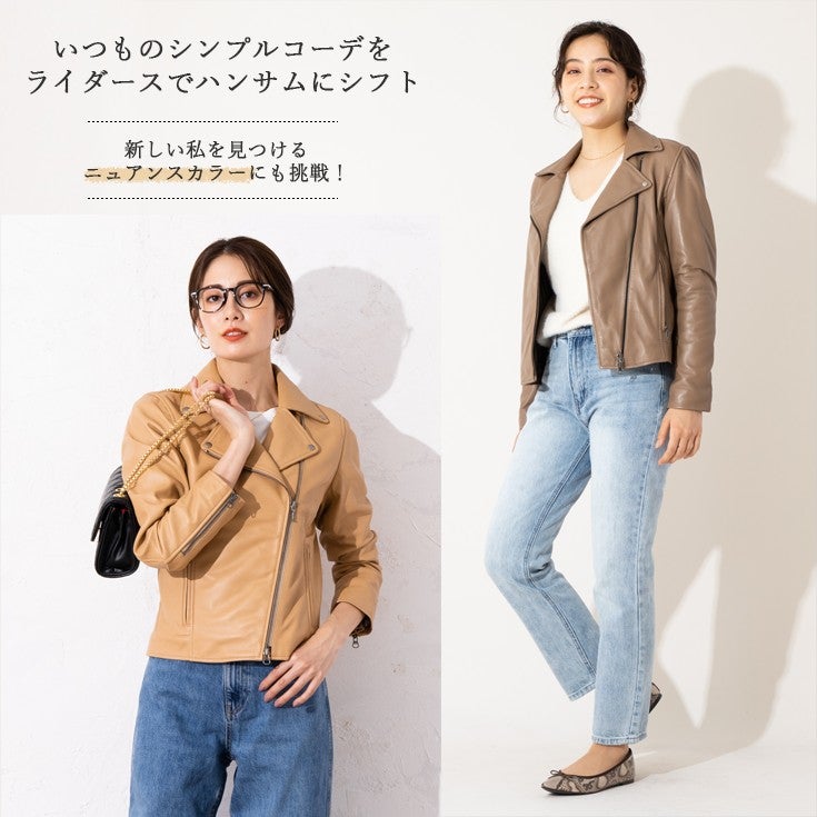 LIUGOO 本革 ダブルライダースジャケット レディース リューグー 