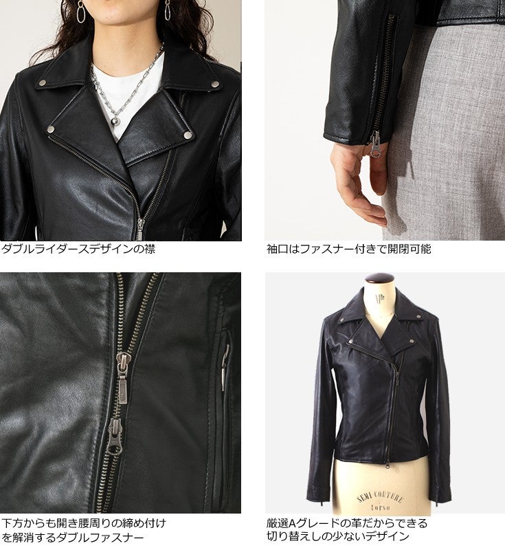 LIUGOO 本革 ダブルライダースジャケット レディース リューグー 