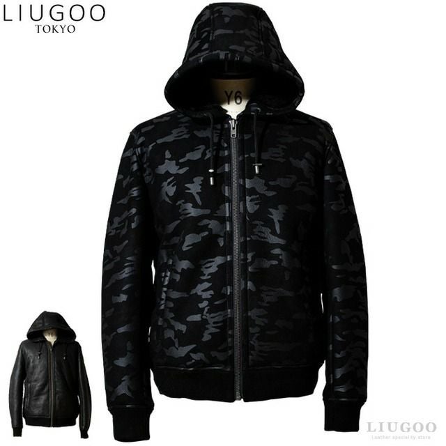底値 LIUGOO リューグー ラムレザー パーカー ジャケット ブラウン XL Liugoo Leathers 【20周年記念10%OFFクーポン】LIUGOO 本革 レザー