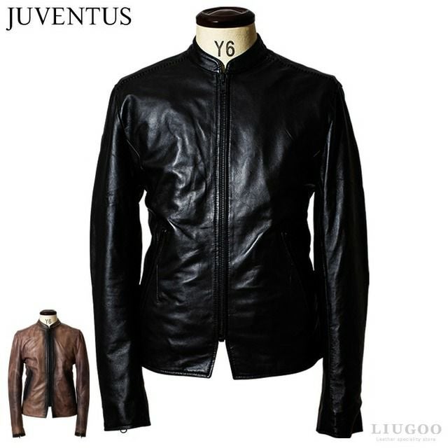 JUVENTUS 本革 手染めダブルライダースジャケット メンズ ユベントス