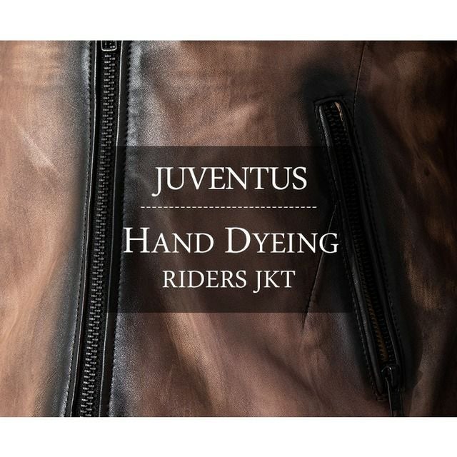 JUVENTUS 本革 手染めシングルライダースジャケット メンズ ユベントス