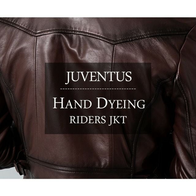 JUVENTUS 本革 手染めシングルライダースジャケット メンズ ユベントス