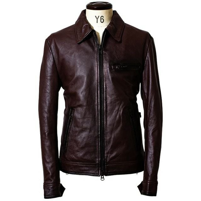 JUVENTUS 本革 手染めシングルライダースジャケット メンズ ユベントス