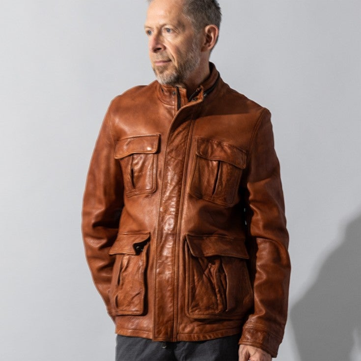 Liugoo Leathers 本革 フルベジ ビンテージ仕上げ M-65タイプ 