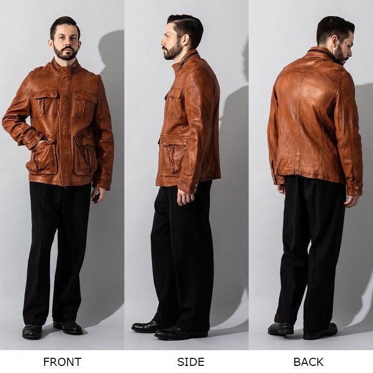 Liugoo Leathers 本革 フルベジ ビンテージ仕上げ M-65タイプ 