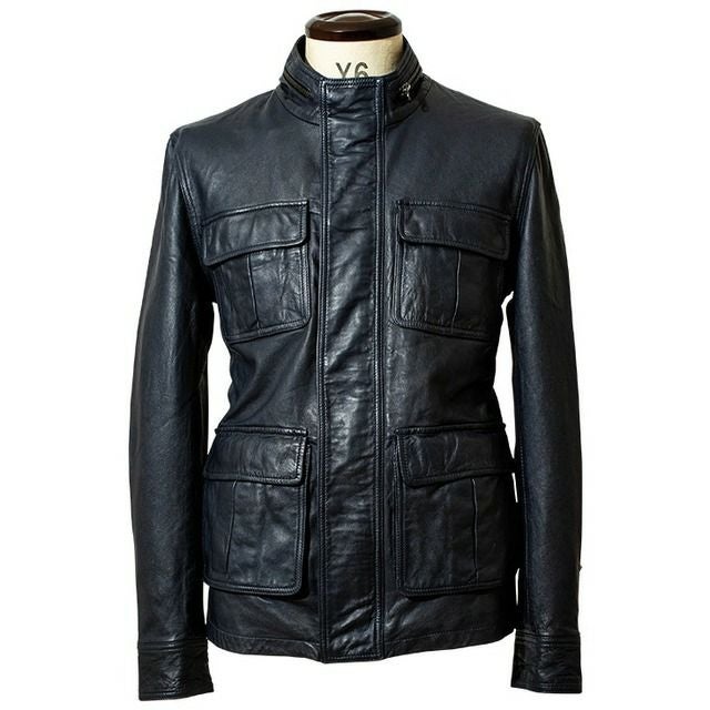 LIUGOO 本革 M-65タイプ レザーフィールドジャケット メンズ