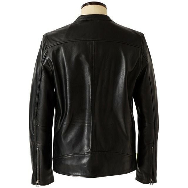 LIUGOO 本革 シングルライダースジャケット メンズ リューグー SRS12B