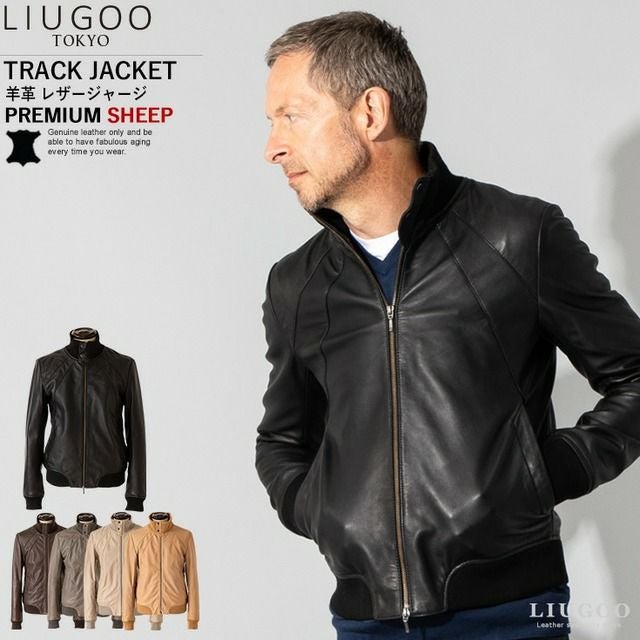 LIUGOO 本革 レザージャージ メンズ リューグー TRK09A レザー