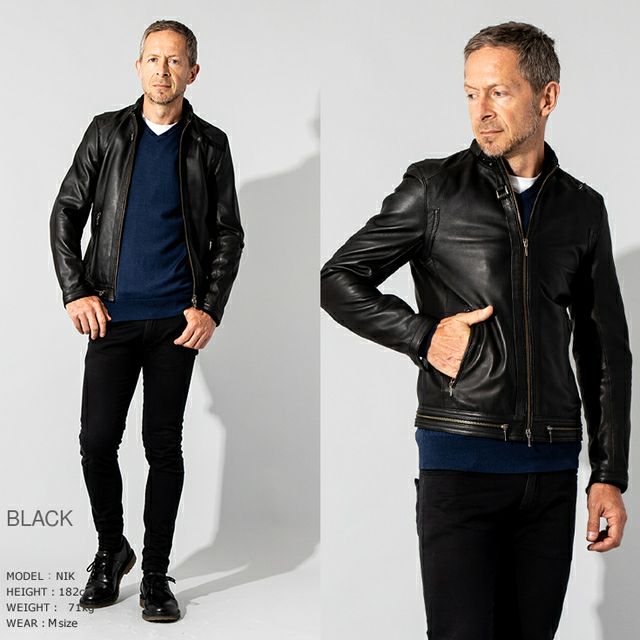 ✨羊革　L✨LIUGOO TOKYO シングルライダース　スタンドカラー　黒 Liugoo Leathers 【20周年記念10%OFFクーポン】Liugoo Leathers 本革