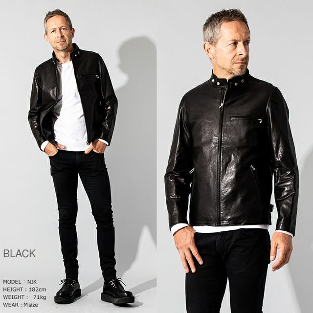 JEAN-LOUIS SCHERRER 本革 シングルライダースジャケット メンズ