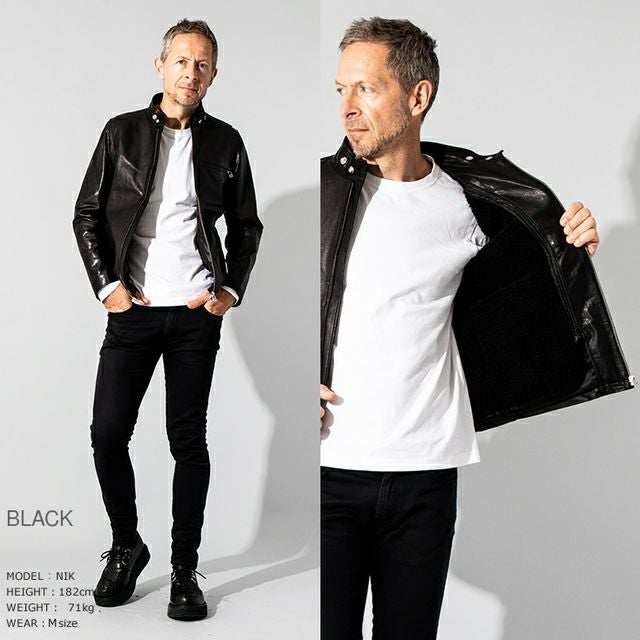 JEAN-LOUIS SCHERRER 本革 シングルライダースジャケット メンズ