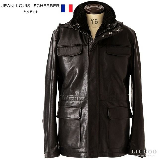 JEAN-LOUIS SCHERRER 本革 ミリタリーブルゾン メンズ ジャン=ルイ