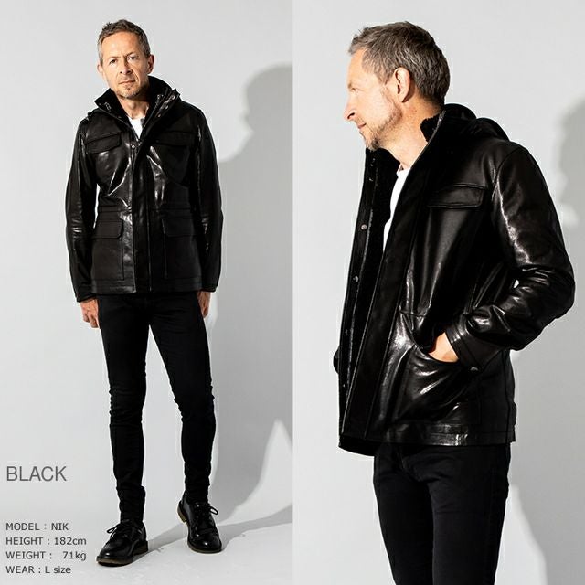 JEAN-LOUIS SCHERRER 本革 ミリタリーブルゾン メンズ ジャン=ルイ