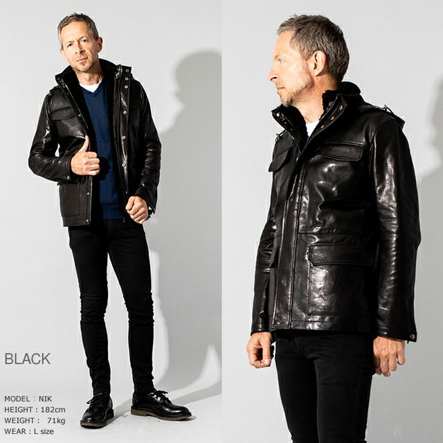 JEAN-LOUIS SCHERRER 本革 ミリタリーブルゾン メンズ ジャン=ルイ