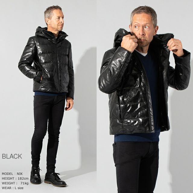 JEAN-LOUIS SCHERRER 本革 ダウンジャケット メンズ ジャン=ルイ
