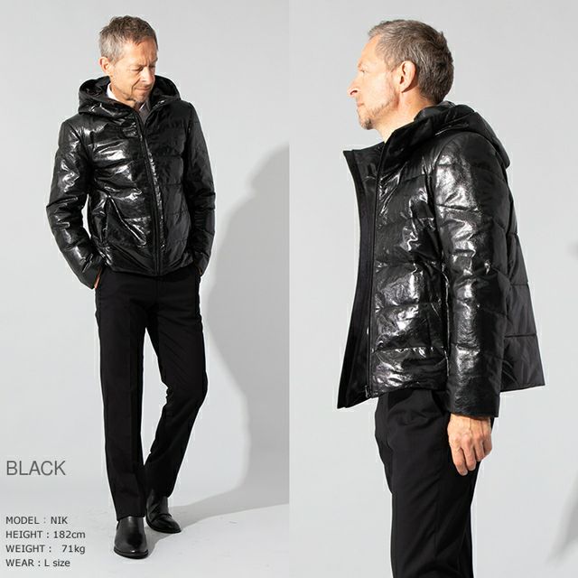 JEAN-LOUIS SCHERRER 本革 ダウンジャケット メンズ ジャン=ルイ