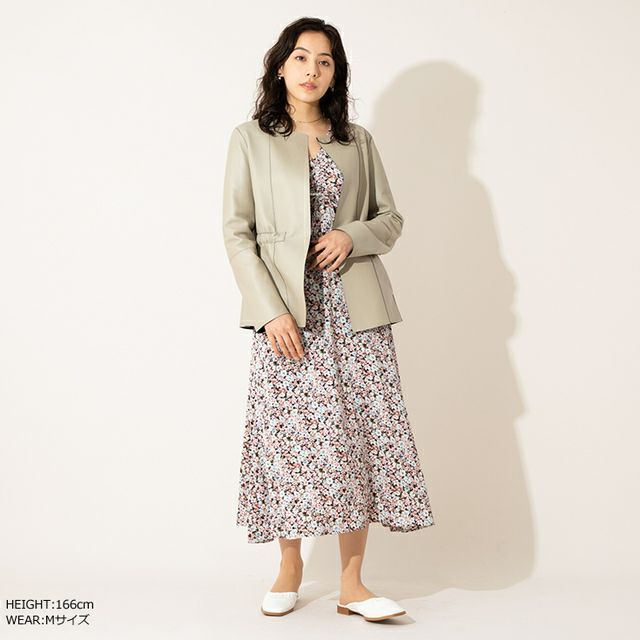 JEAN-LOUIS SCHERRER 本革 ラム羊革ノーカラーリバーシブルジャケット