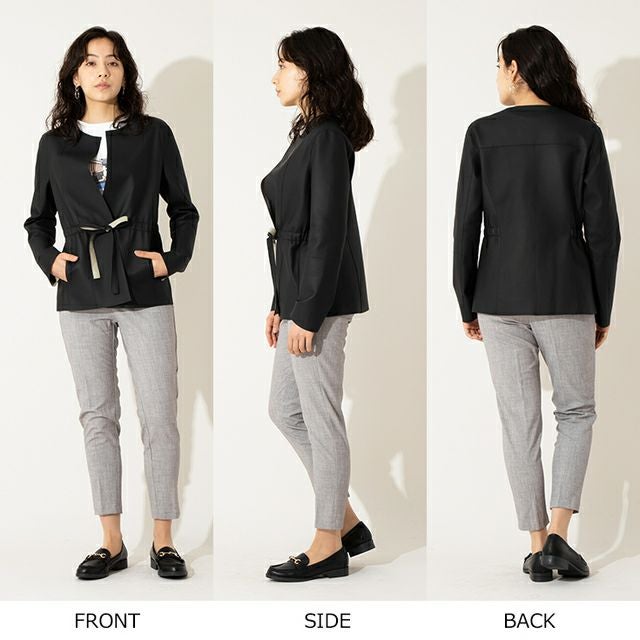 JEAN-LOUIS SCHERRER 本革 ラム羊革ノーカラーリバーシブルジャケット