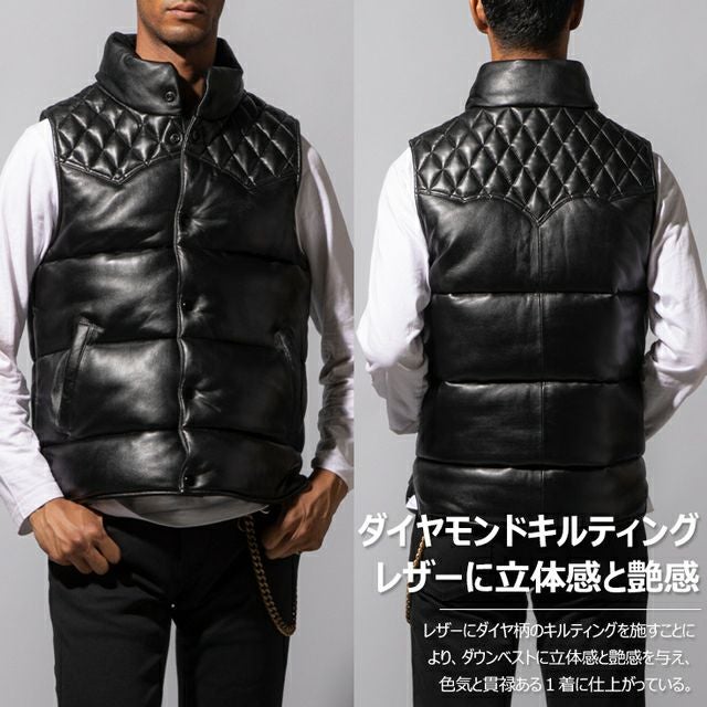 Liugoo Leathers 本革 中綿ダウンベスト メンズ リューグーレザーズ