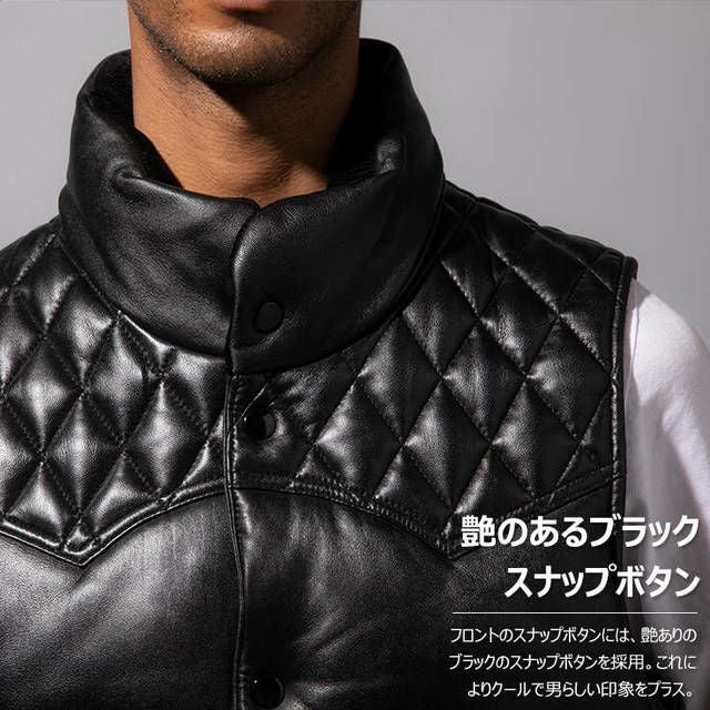 Liugoo Leathers 本革 中綿ダウンベスト メンズ リューグーレザーズ