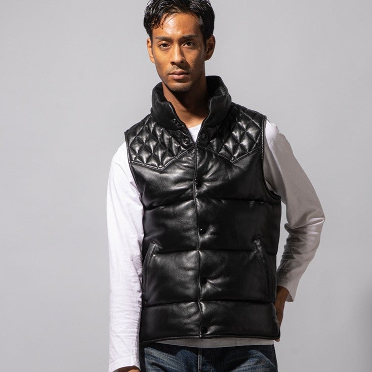 Liugoo Leathers 本革 中綿ダウンベスト メンズ リューグーレザーズ 