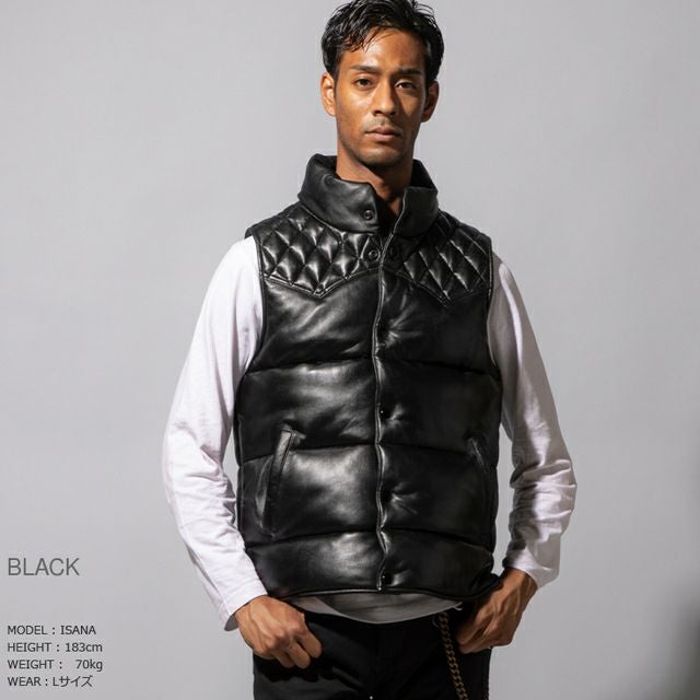 Liugoo Leathers 本革 中綿ダウンベスト メンズ リューグーレザーズ