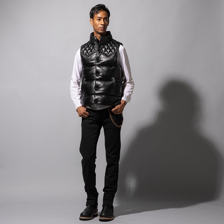 Liugoo Leathers 本革 中綿ダウンベスト メンズ リューグーレザーズ 