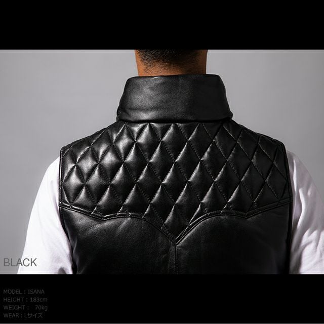 Liugoo Leathers 本革 中綿ダウンベスト メンズ リューグーレザーズ