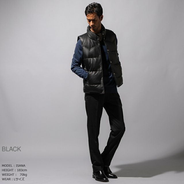 LIUGOO 本革 中綿ダウンベスト メンズ リューグー VST07A ダウンベスト