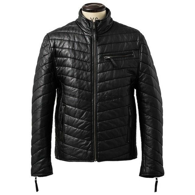 Liugoo Leathers 本革 レザー×機能性中綿 ダウンライダースジャケット