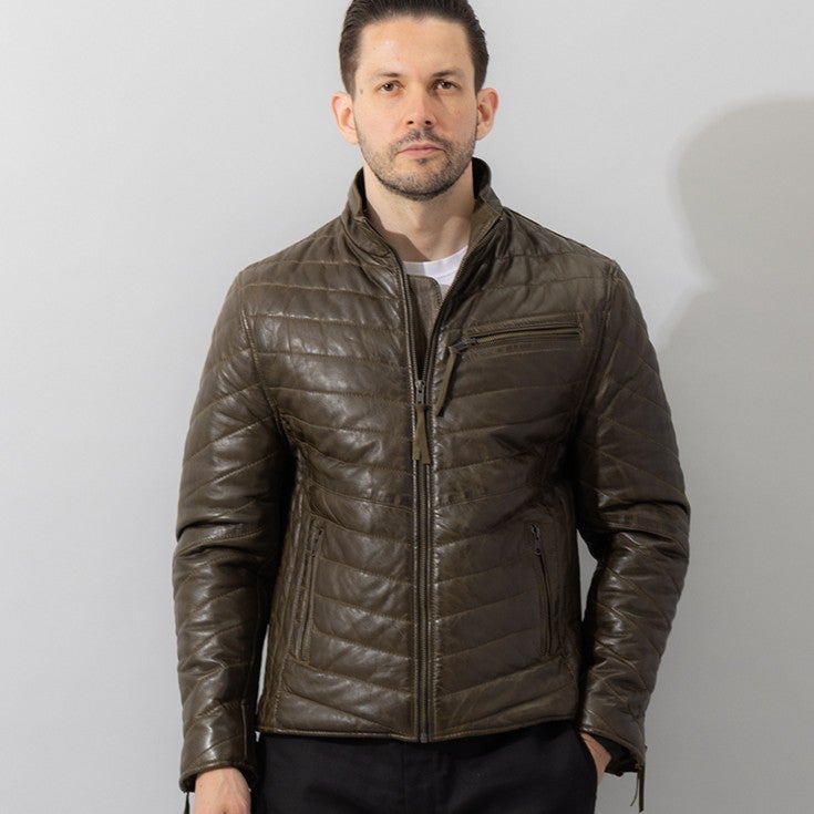 Liugoo Leathers 本革 レザー×機能性中綿 ダウンライダースジャケット