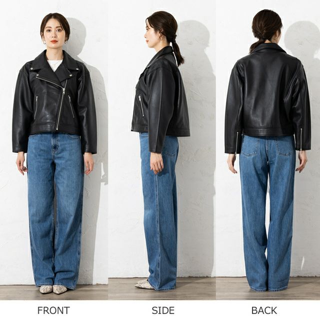 LIUGOO 本革 オーバーサイズダブルライダース レディース リューグー