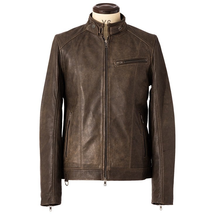 Liugoo Leathers 本革 シングルライダースジャケット メンズ 
