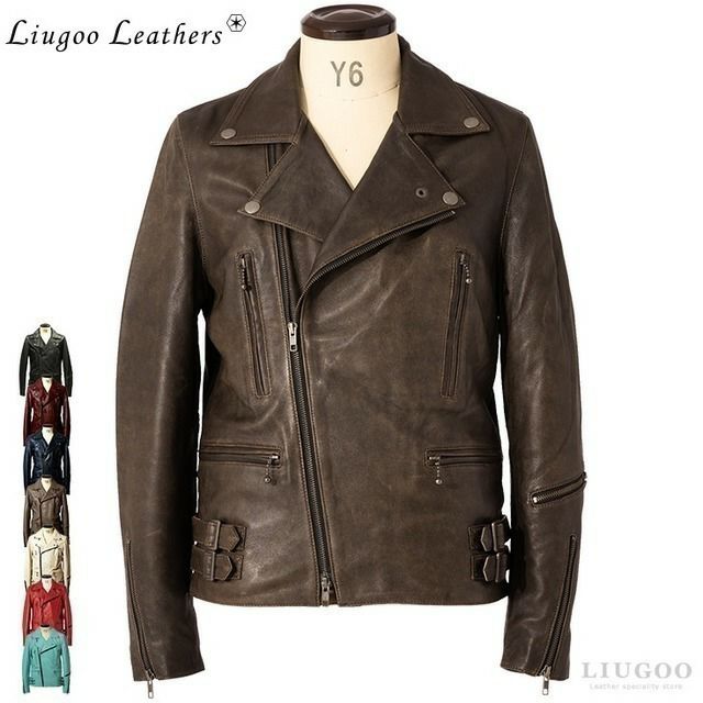 美品■リューグーレザーズ　ライダースジャケット　本革　ブラック　LL Liugoo Leathers 【20周年記念10%OFFクーポン】Liugoo Leathers 本革