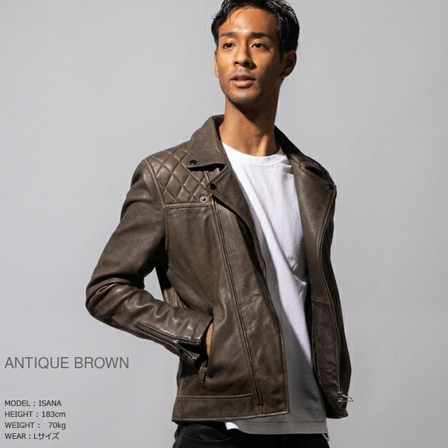 Liugoo Leathers 本革 パッドダブルライダースジャケット メンズ