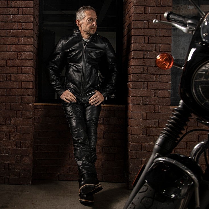 Liugoo Leathers 本革 プロテクター付シングルライダースジャケット 