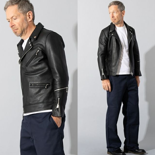 LIUGOO PLUS 本革 ダブルライダースジャケット メンズ リューグー