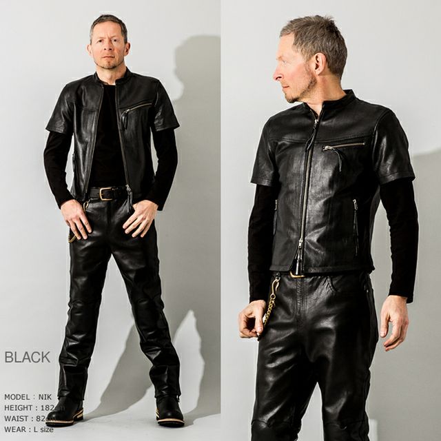 Liugoo Leathers 本革 メッシュレザーTシャツ メンズ リューグー
