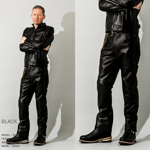 Liugoo Leathers 本革 メッシュレザーパンツ メンズ リューグー