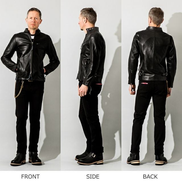 Liugoo Leathers パンチングレザー ライダースジャケット ブラック Liugoo Leathers 本革 メッシュレザー シングルライダースジャケット